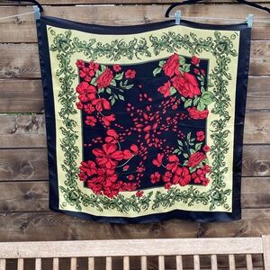 Silk Scarf with Roses & Vines Border